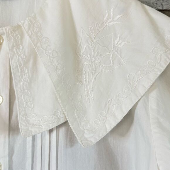 Vintage Maui Malu White Cotton Blouse with Oversized Embroidered Collar – Size S - Picture 5 of 13